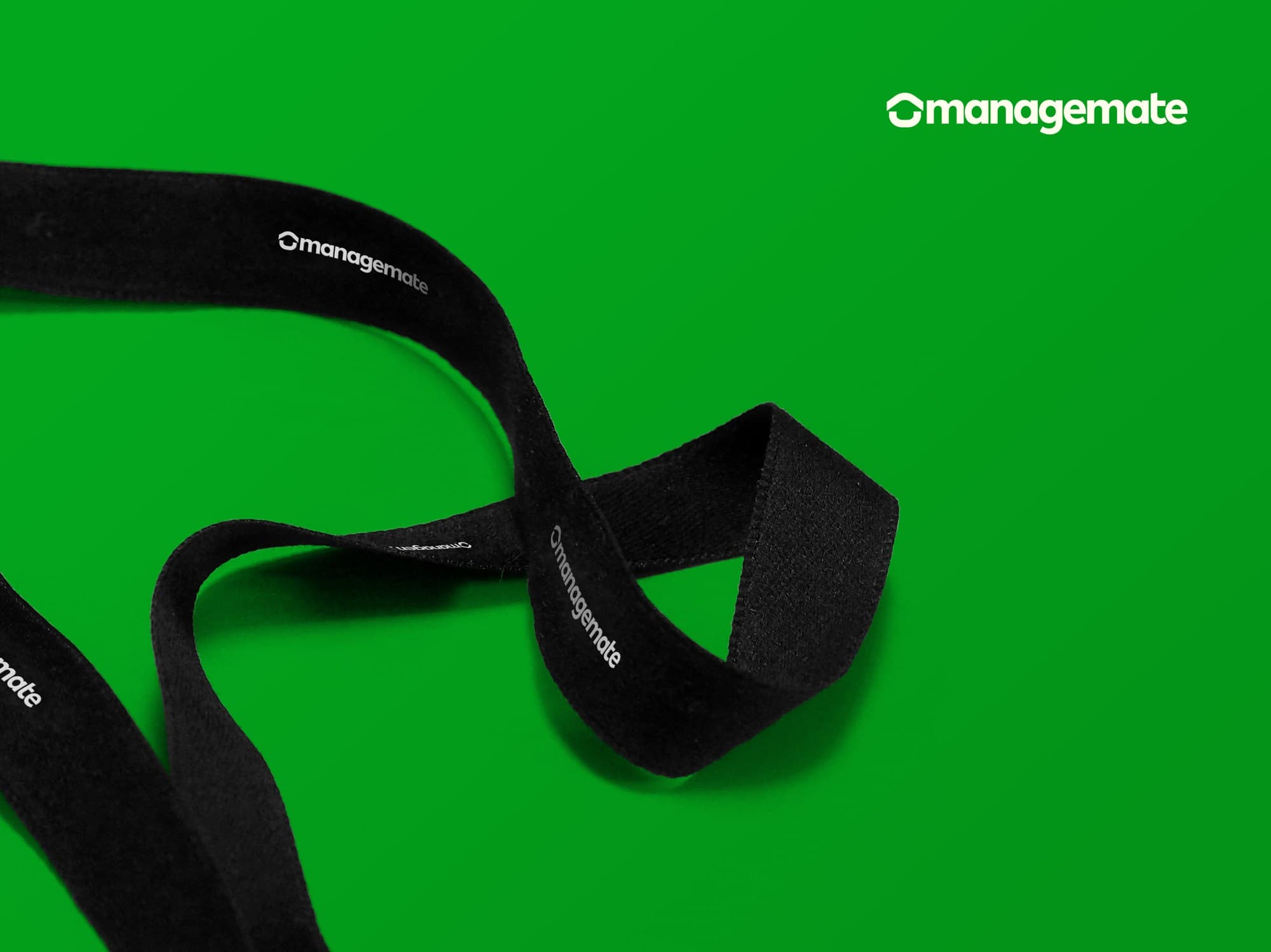 Managemate lanyard against a green background