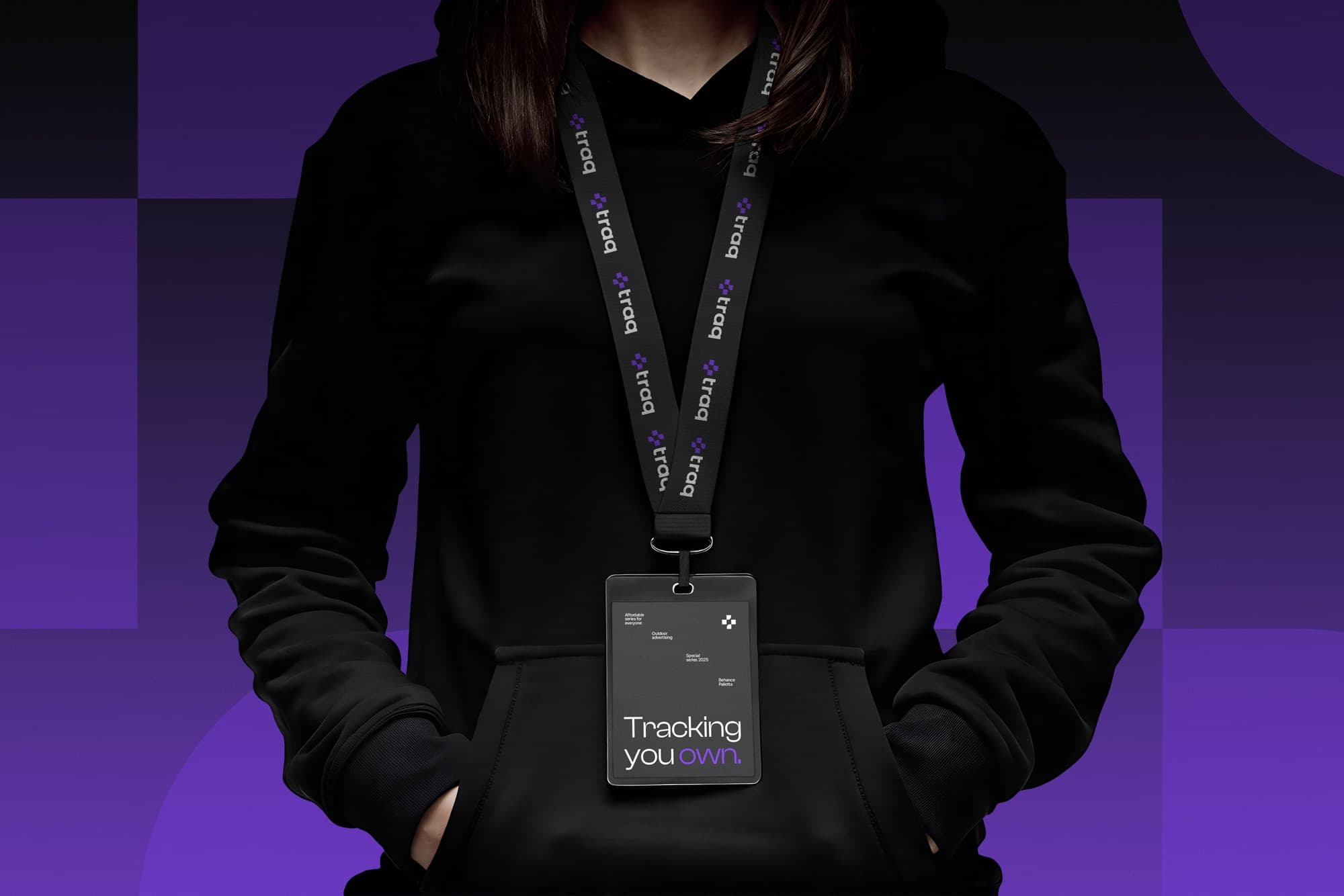 traq identity applied to a lanyard and badge
