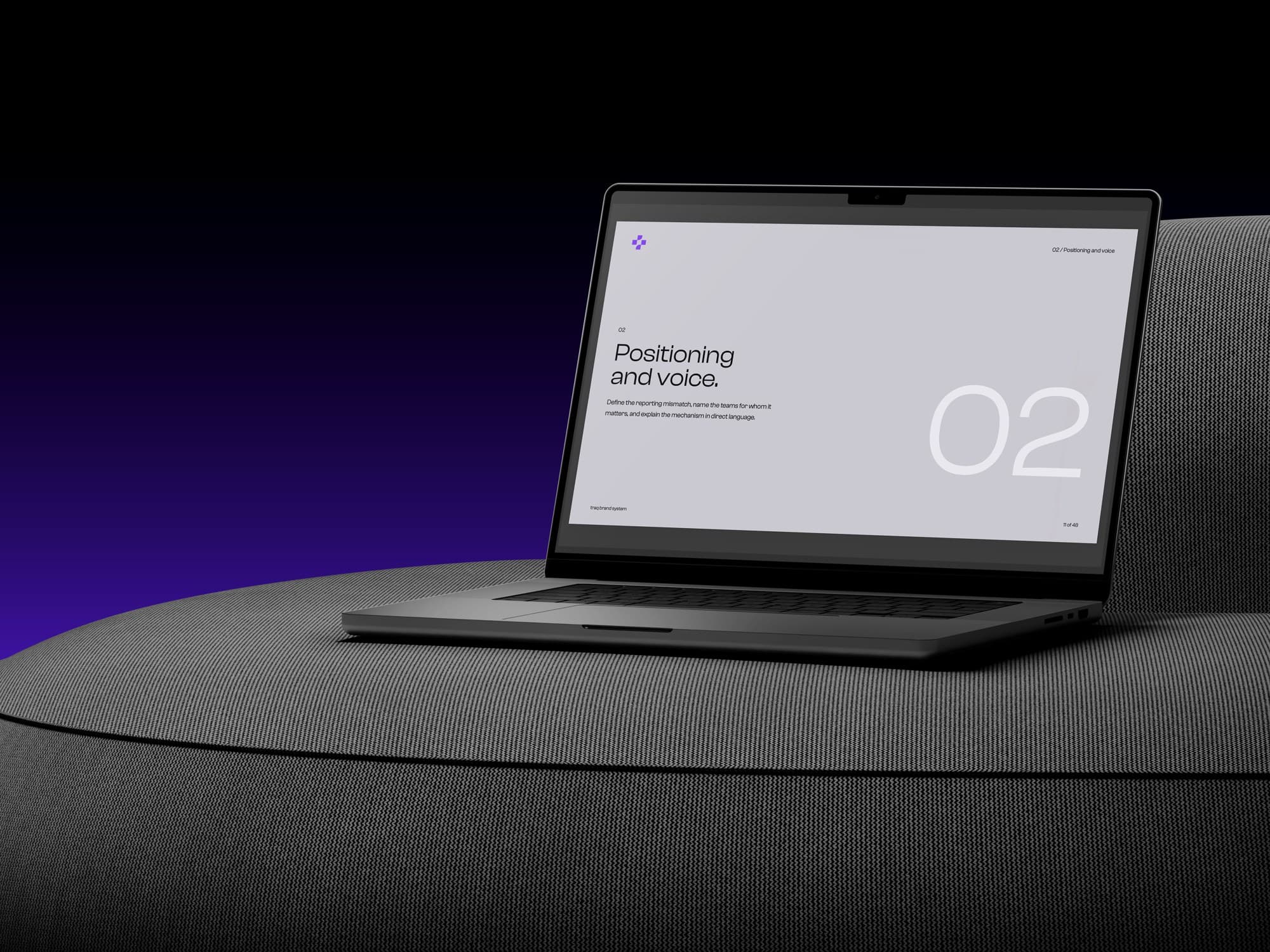 traq brand guidelines displayed on a laptop