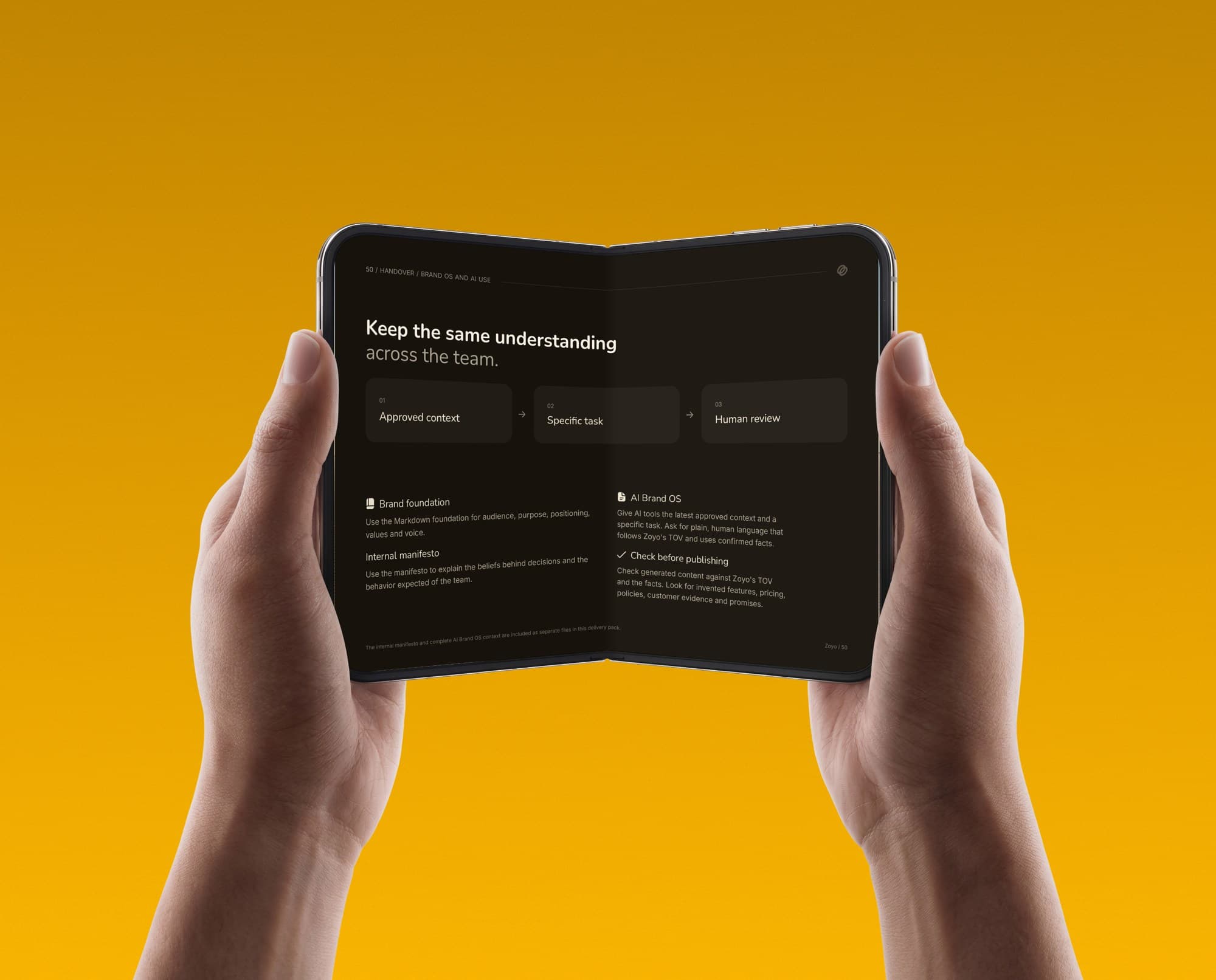 Zoyo dark interface on a foldable phone