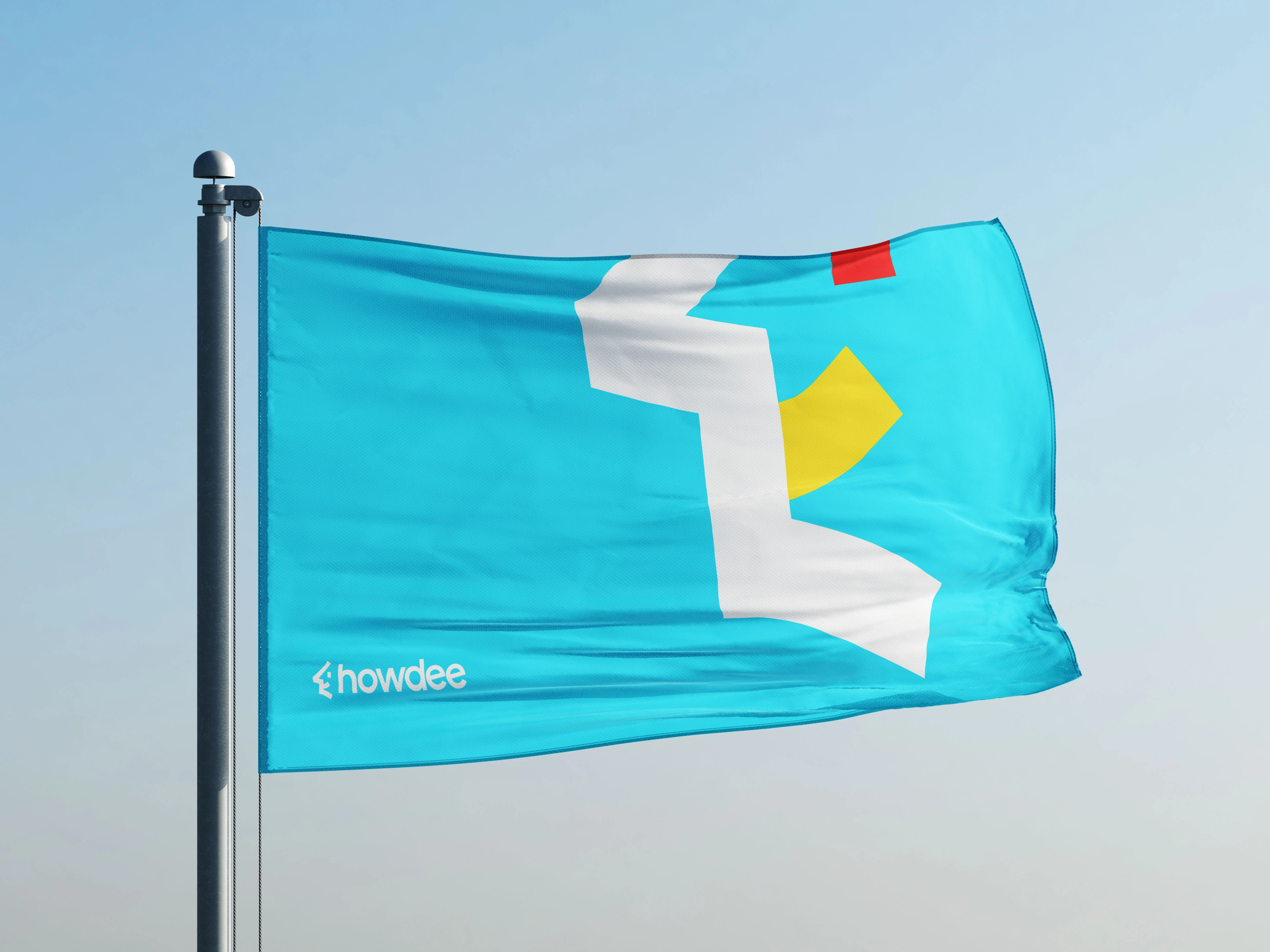 Howdee multicolour symbol on a blue flag