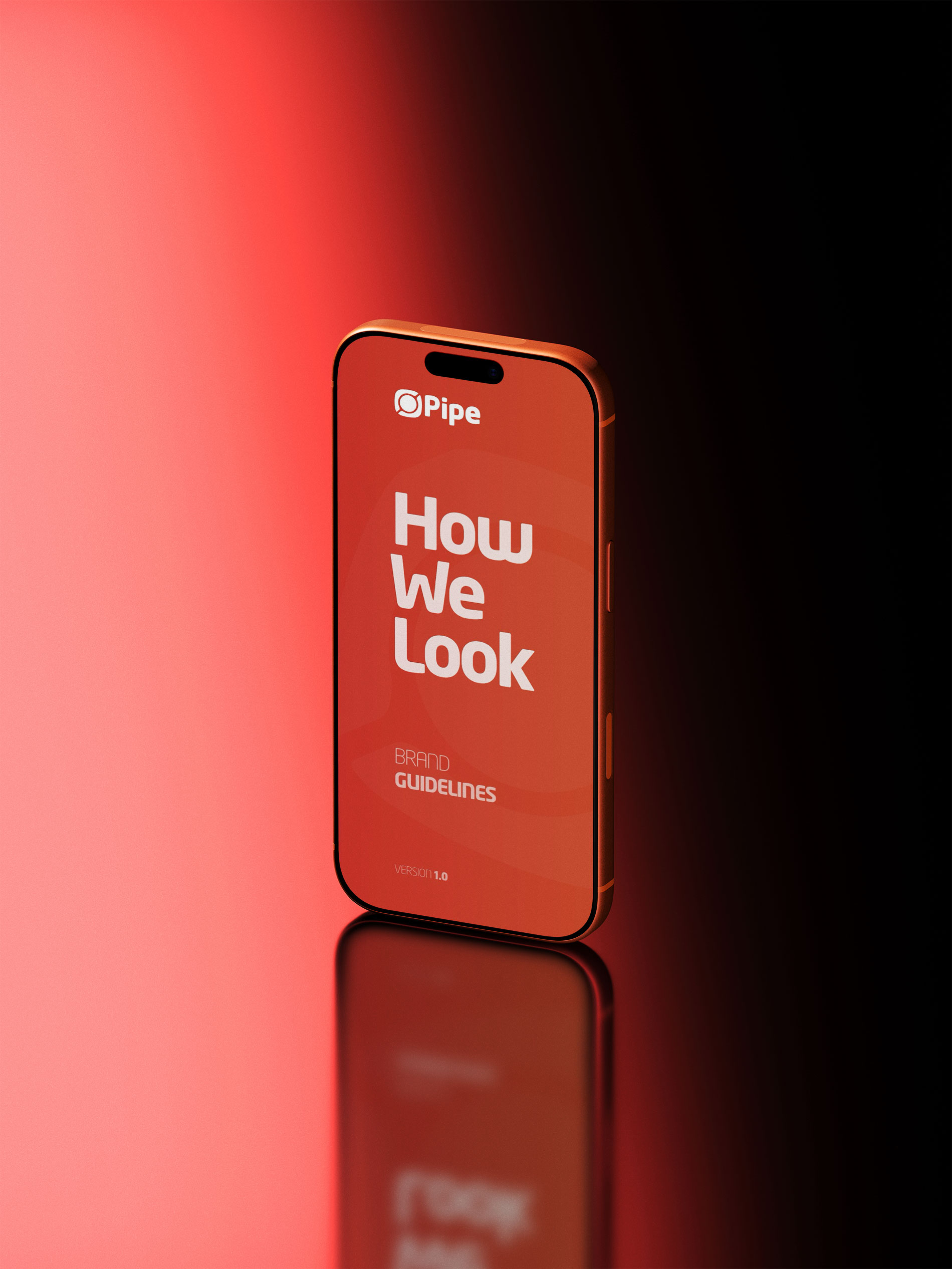 Pipe brand guidelines cover displayed on a phone